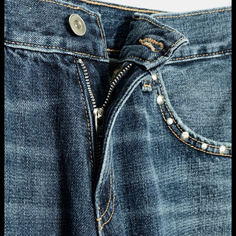 Zara TRF SLUNG LOW-RISE STUDDED JEANS